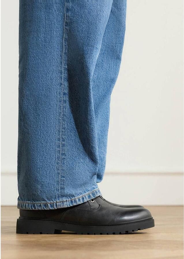 Manfield leren veterschoenen met profielzool zwart - Foto 3