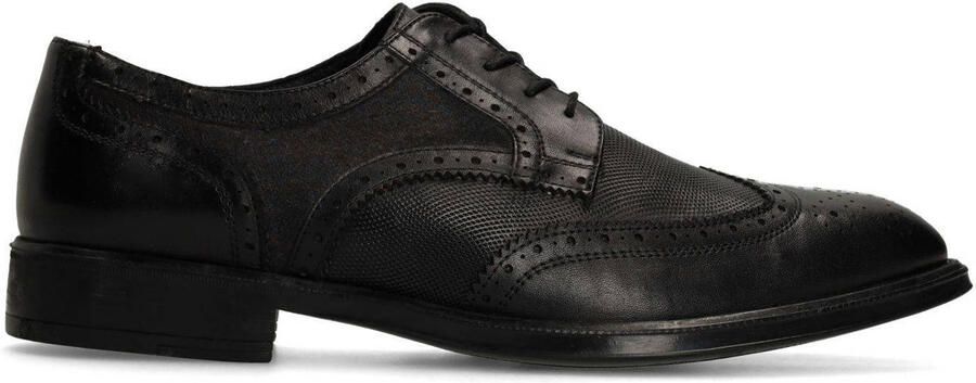 Manfield Heren Zwarte leren veterschoenen