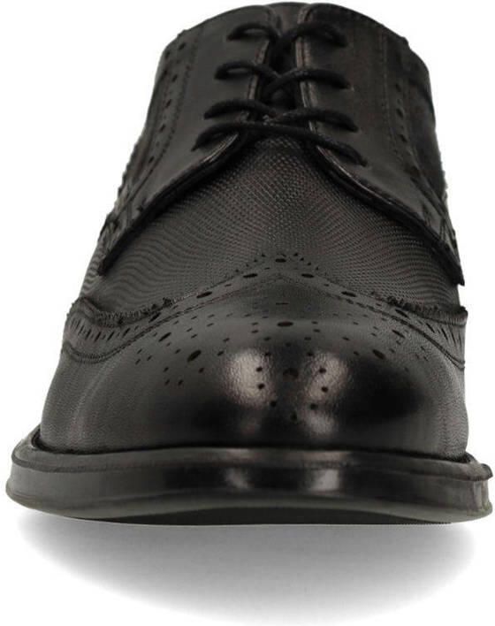 Manfield Heren Zwarte leren veterschoenen
