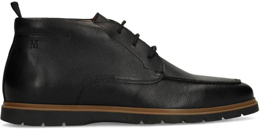Manfield Heren Zwarte leren veterschoenen