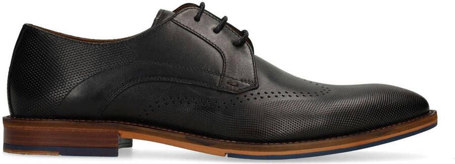 Manfield Zwarte leren veterschoenen