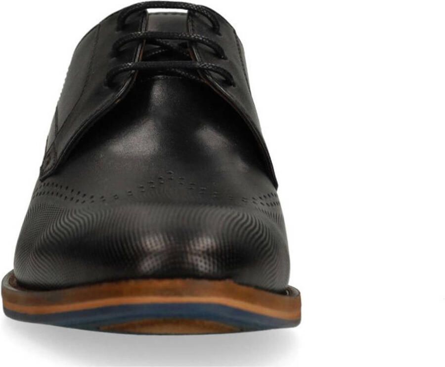 Manfield Heren Zwarte leren veterschoenen - Foto 2
