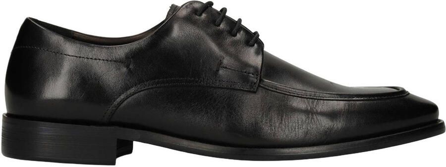 Manfield Zwarte leren veterschoenen