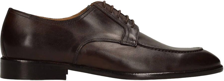 Manfield Heren Donkerbruine leren veterschoenen