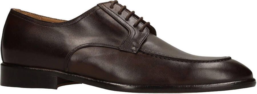 Manfield Heren Donkerbruine leren veterschoenen - Foto 3