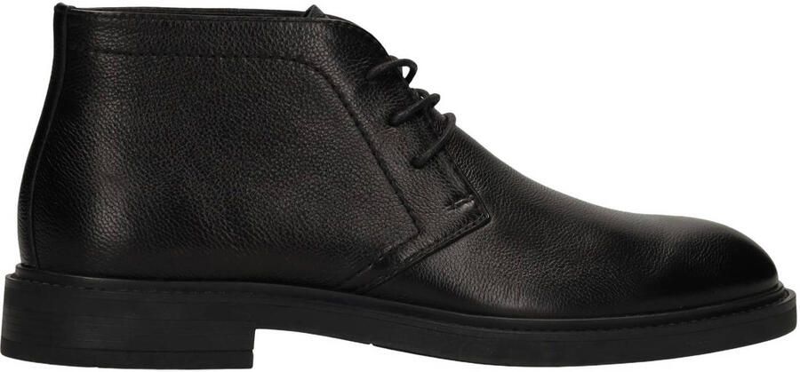Manfield Heren Zwarte leren veterschoenen