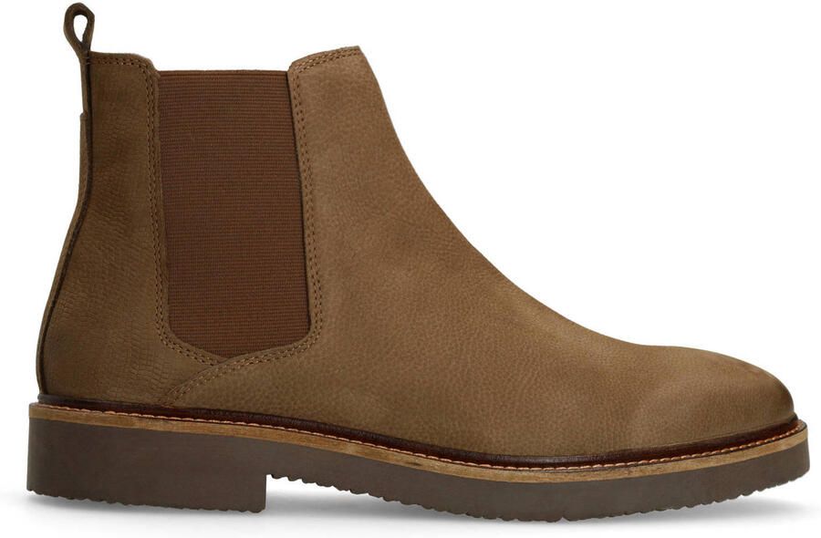 Manfield Heren Donkerbruine nubuck chelsea boots