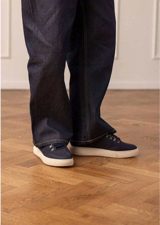 Manfield Heren Donkerblauwe nubuck sneakers