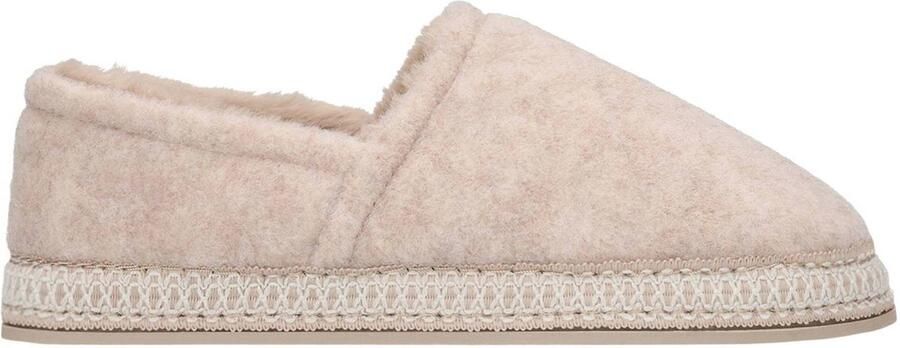 Manfield Dames Beige pantoffels met bont