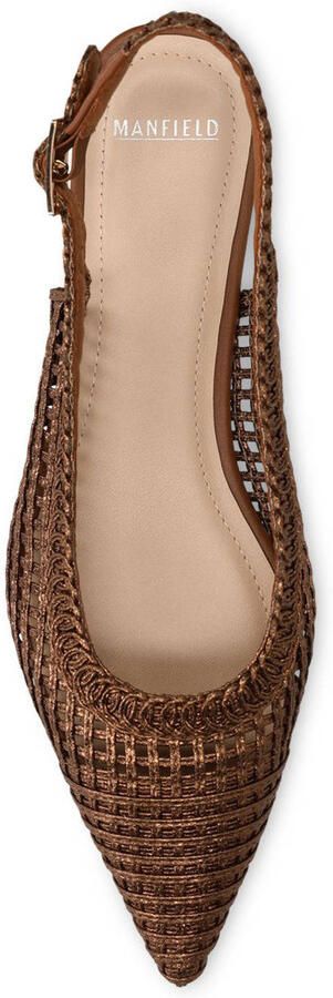 Manfield Dames Bronzen gevlochten slingbacks - Foto 2