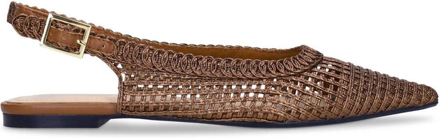 Manfield Dames Bronzen gevlochten slingbacks