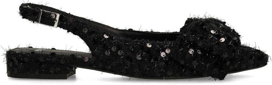 Manfield slingback loafers met pailletten zwart