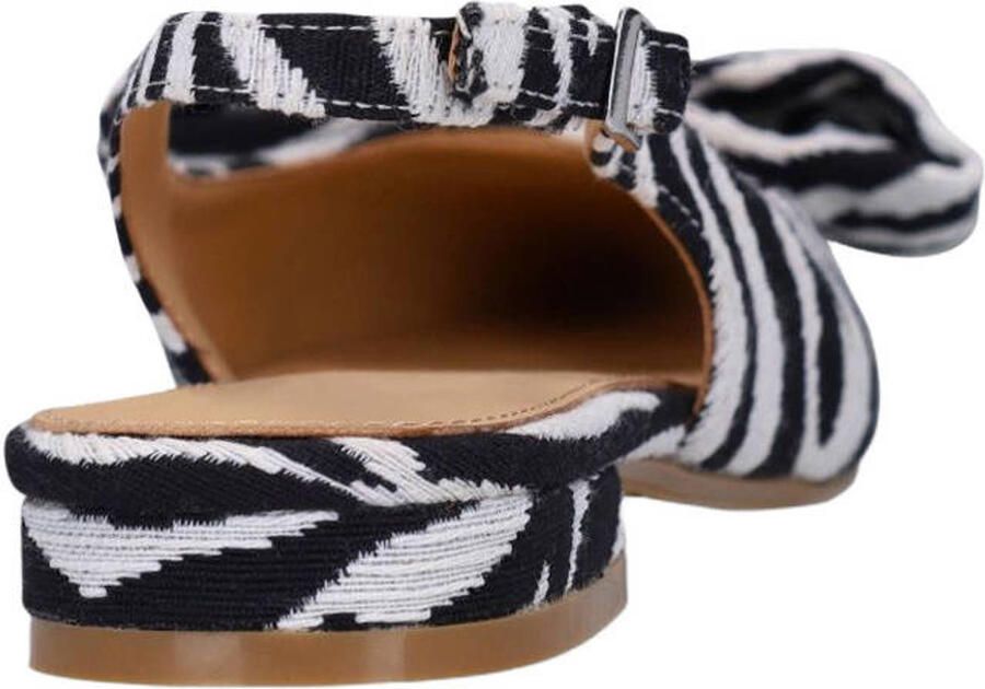 Manfield Dames Off white zebra slingbacks met strik - Foto 2