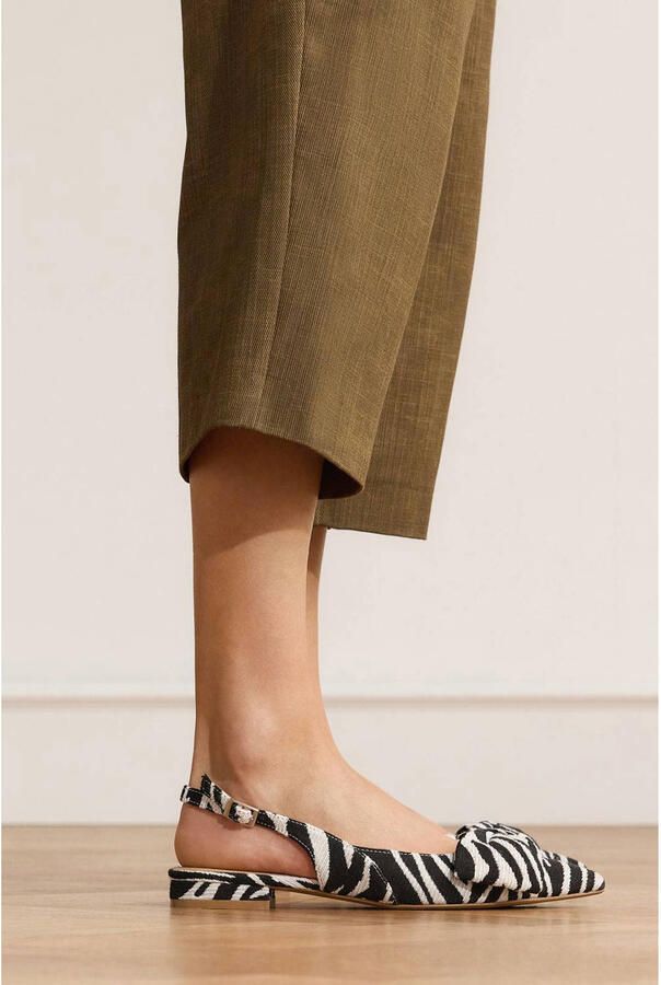Manfield Dames Off white zebra slingbacks met strik - Foto 3