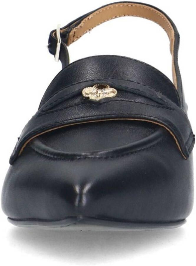 Manfield Dames Zwarte leren slingbacks - Foto 2