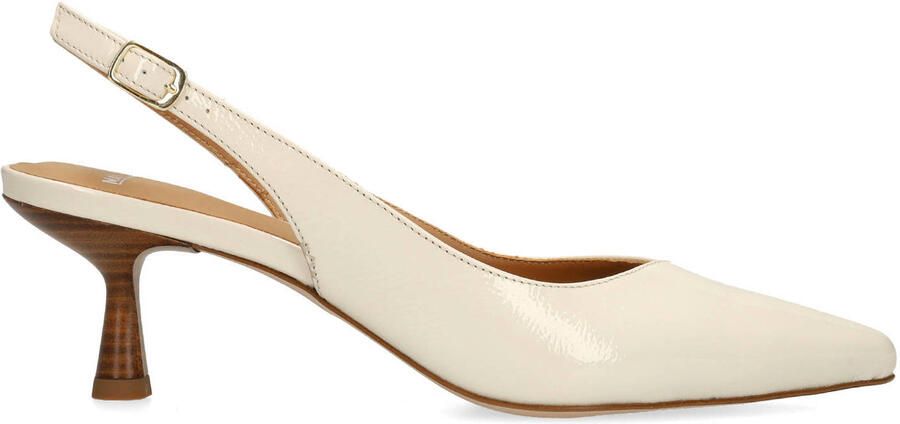 Manfield Dames Off white lakleren slingbacks