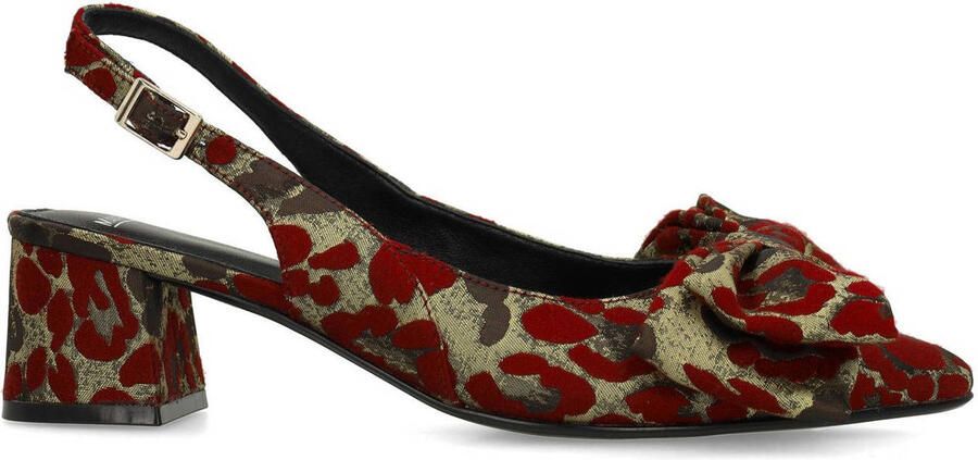 Manfield Dames Burgundy leopard slingbacks met strik - Foto 3