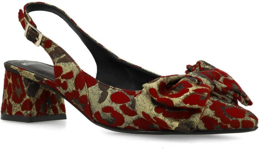 Manfield Dames Burgundy leopard slingbacks met strik - Foto 2