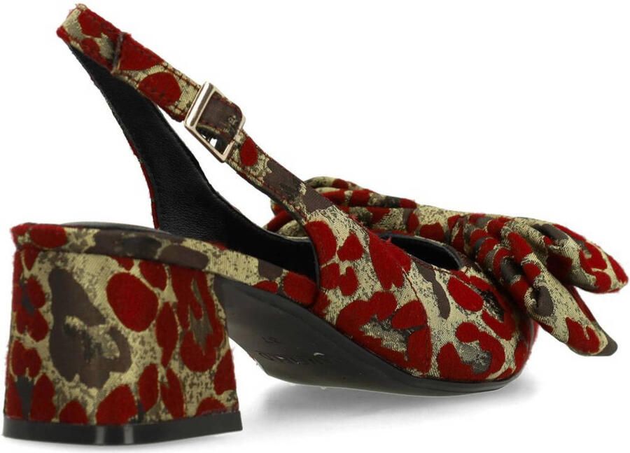 Manfield Dames Burgundy leopard slingbacks met strik
