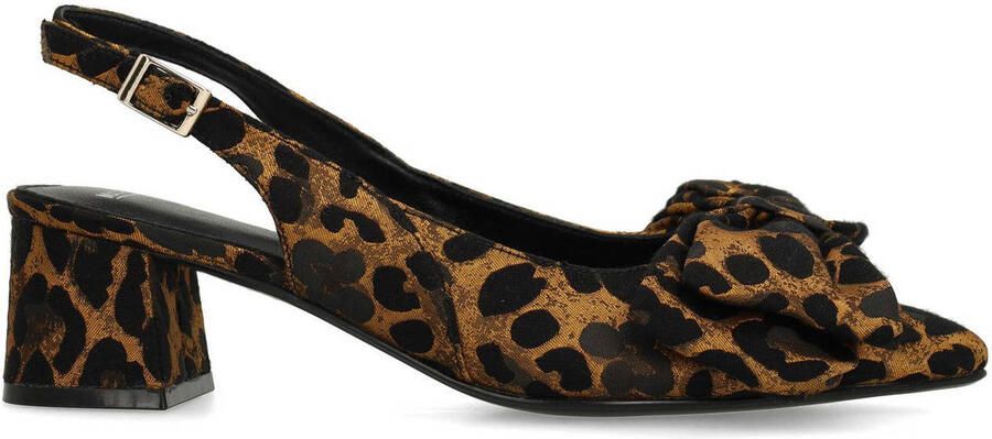 Manfield slingback pumps met panterprint cognac zwart - Foto 3