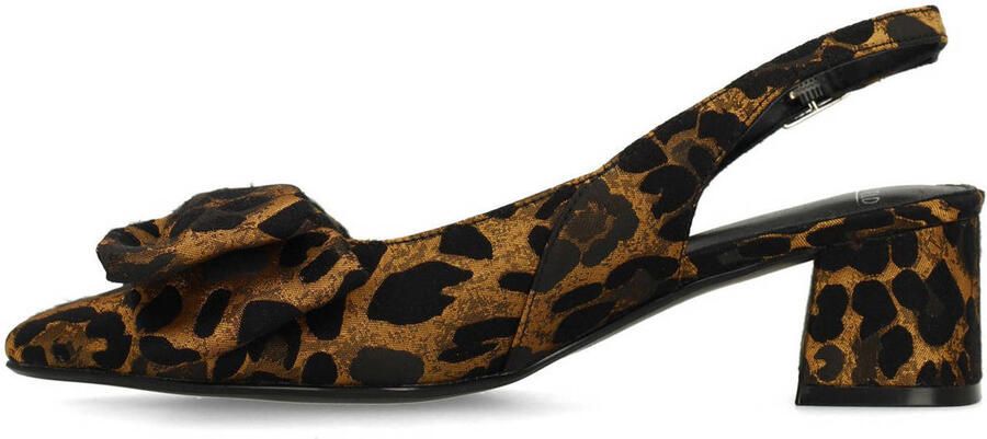 Manfield slingback pumps met panterprint cognac zwart - Foto 2