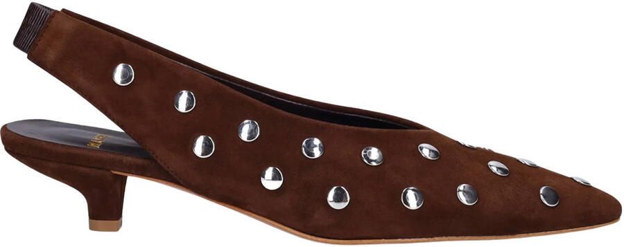 Manfield Dames Bruine suède slingbacks met studs