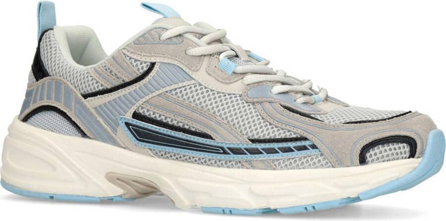 Manfield Heren Grijze sneakers van textiel en blauwe details - Foto 3