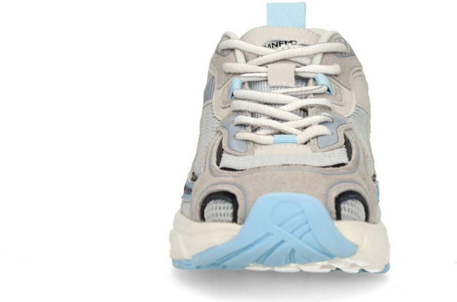 Manfield Heren Grijze sneakers van textiel en blauwe details - Foto 2
