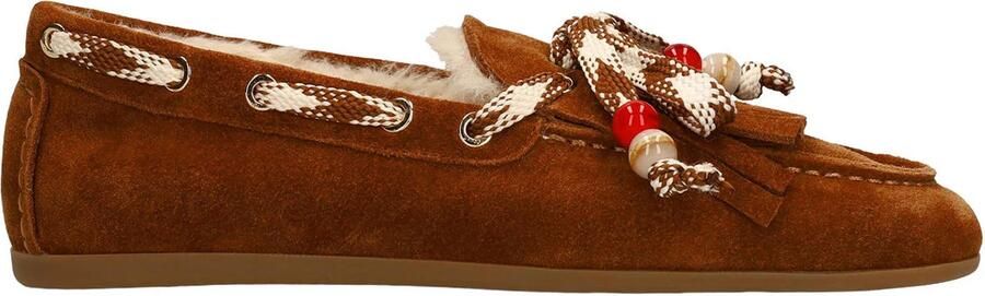 Manfield Dames Cognac suède bontloafers