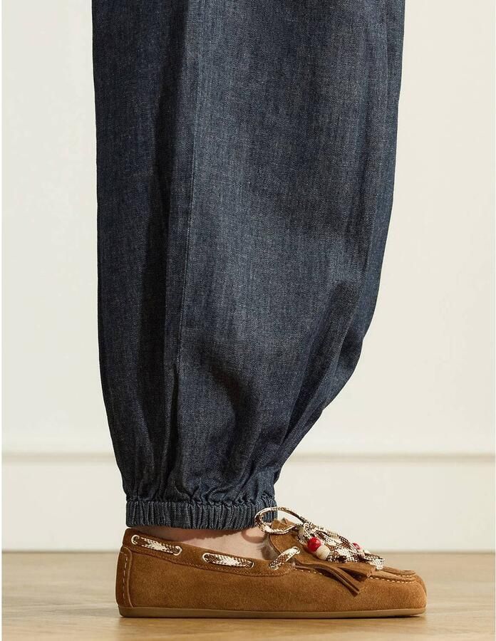 Manfield Dames Cognac suède bontloafers