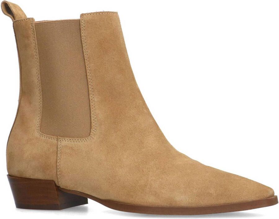 Manfield Dames Beige suède chelsea boots