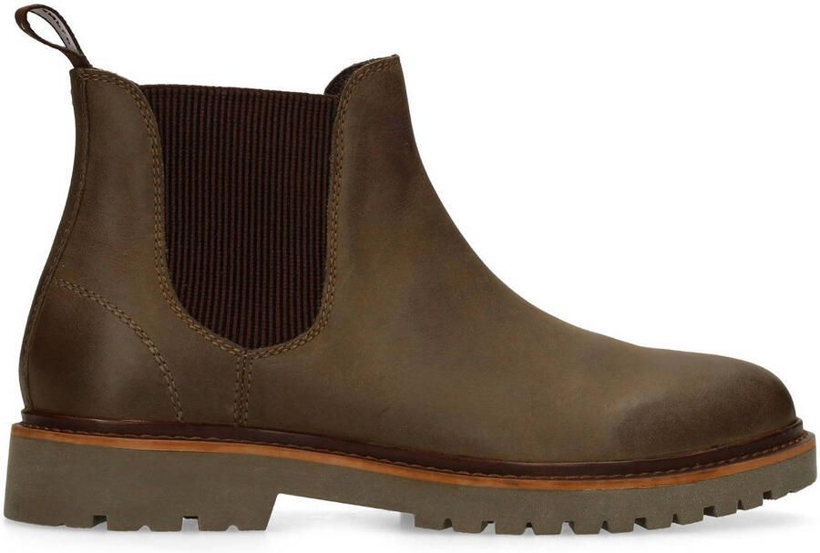 Manfield Heren Groene nubuck chelsea boots