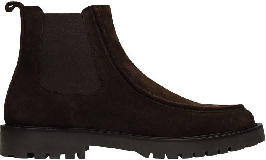 Manfield suède chelsea boots met profielzool bruin