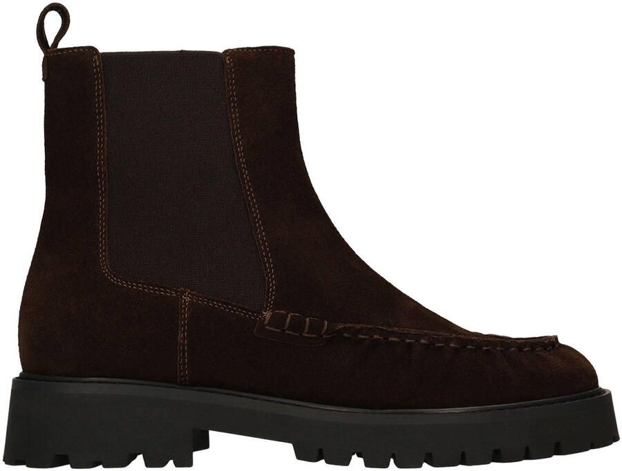 Manfield suède chelsea boots met profielzool bruin