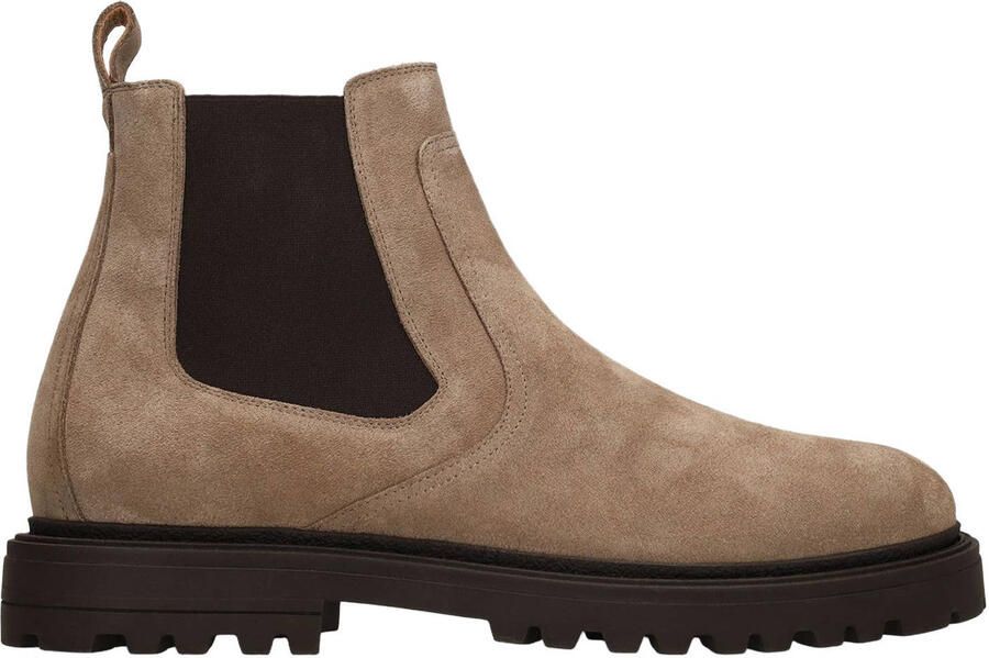 Manfield suède chelsea boots met profielzool taupe