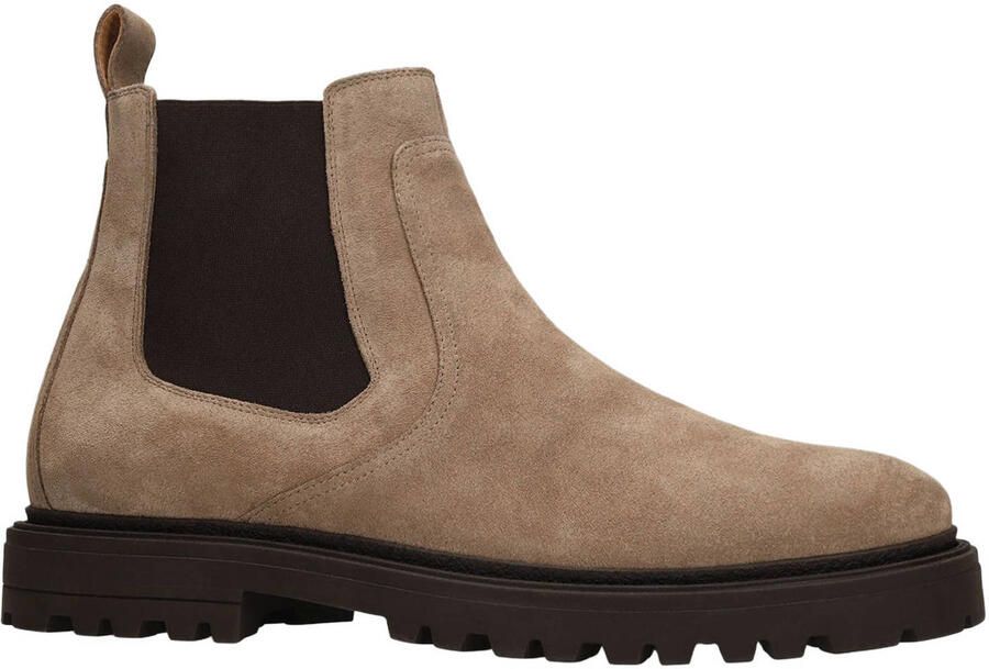 Manfield suède chelsea boots met profielzool taupe - Foto 2