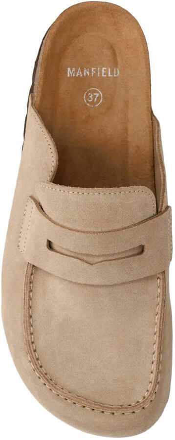 Manfield Dames Beige suède clogs - Foto 3