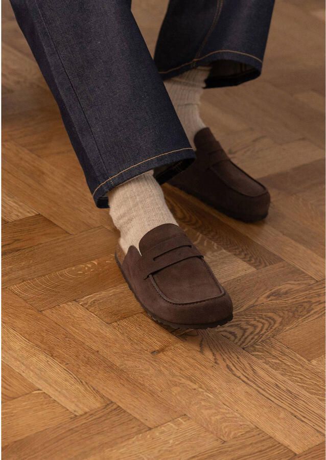Manfield Heren Donkerbruine suède clogs - Foto 3