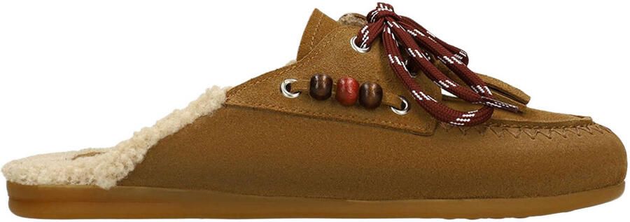 Manfield Dames Cognac suède instap loafertjes