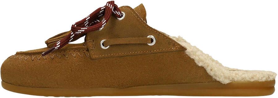 Manfield Dames Cognac suède instap loafertjes - Foto 3