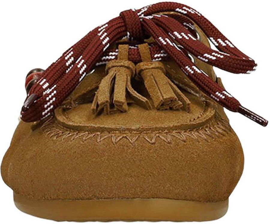 Manfield Dames Cognac suède instap loafertjes - Foto 2