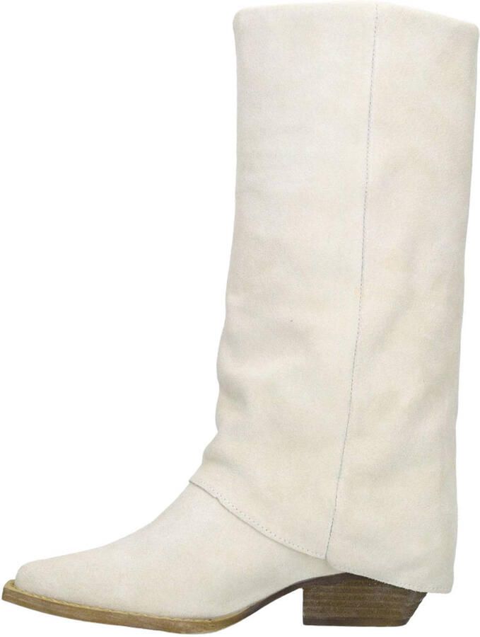 Manfield Dames Off white suède cowboylaarzen met franjes - Foto 2