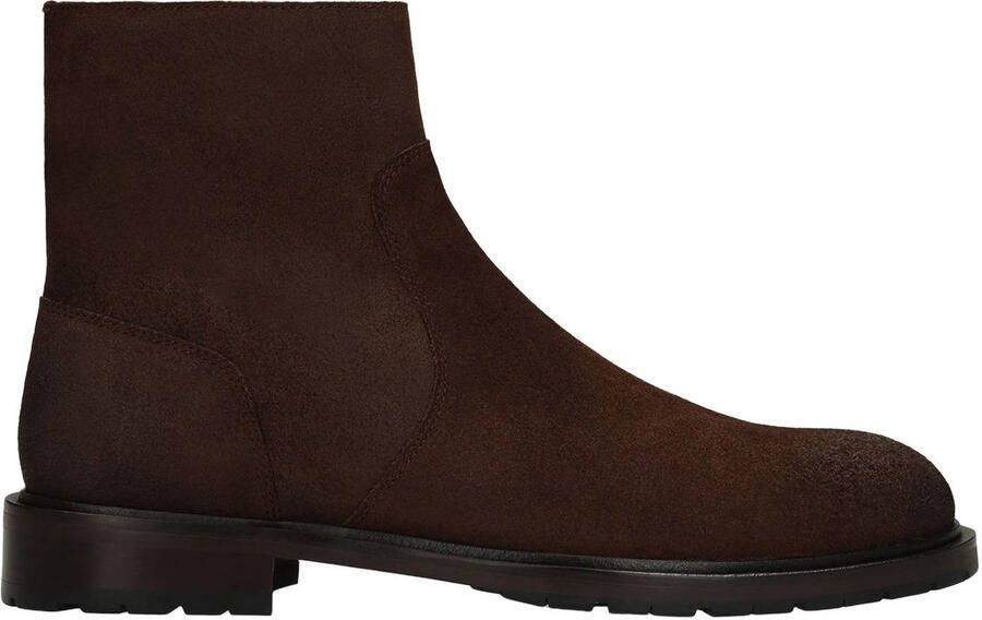 Manfield Heren Donkerbruine suède boots