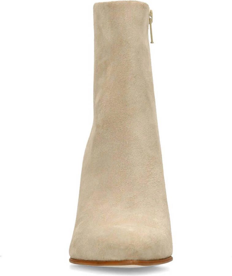 Manfield Dames Beige suède enkellaarsjes met hak - Foto 3