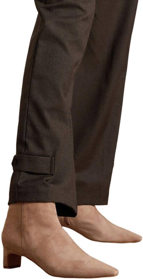 Manfield Dames Beige suède enkellaarsjes met hak - Foto 2