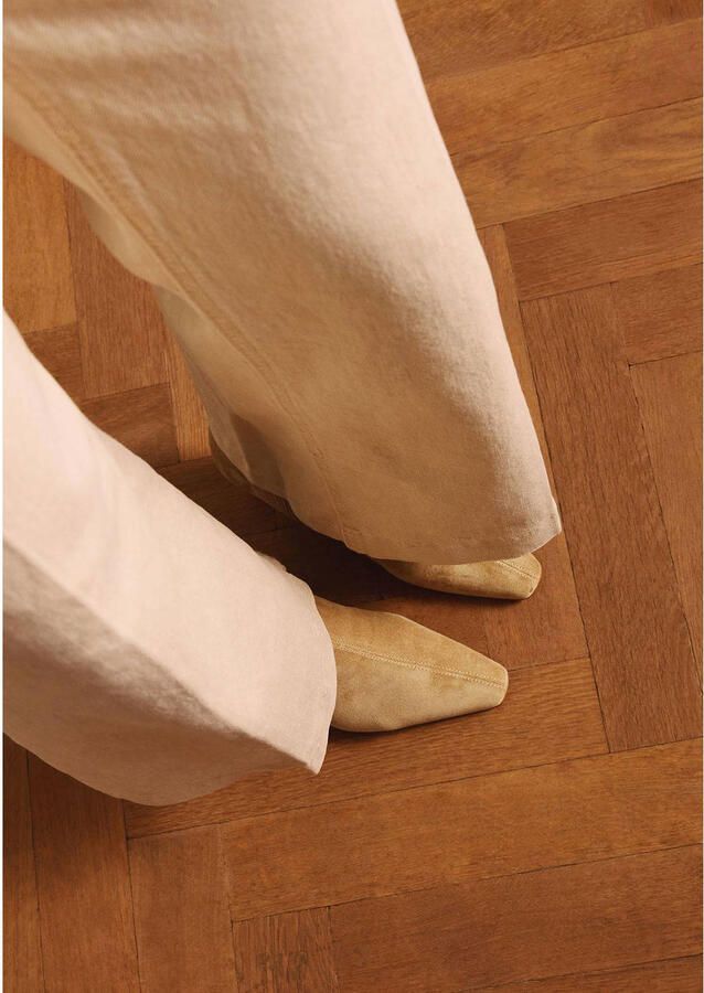 Manfield Dames Beige suède enkellaarsjes met hak - Foto 3