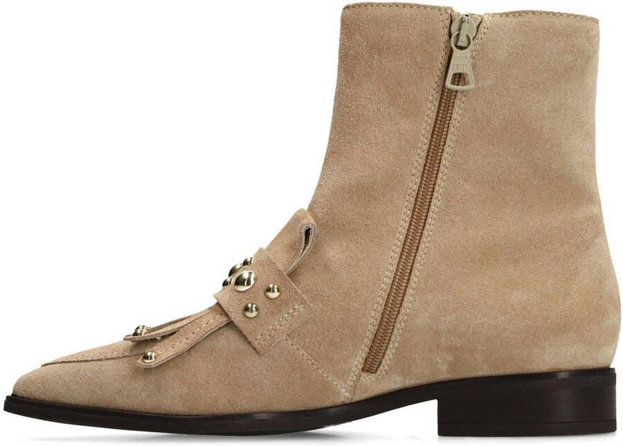 Manfield Dames Taupe suède enkellaarsjes met studs - Foto 2
