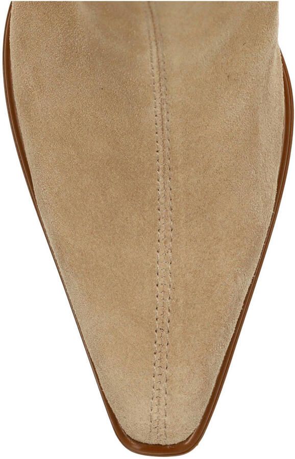 Manfield Dames Beige suède enkellaarsjes met hak - Foto 2