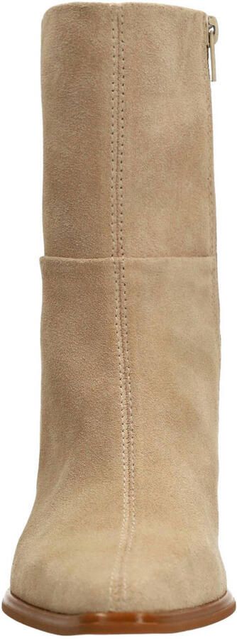 Manfield Dames Beige suède enkellaarsjes met hak - Foto 3