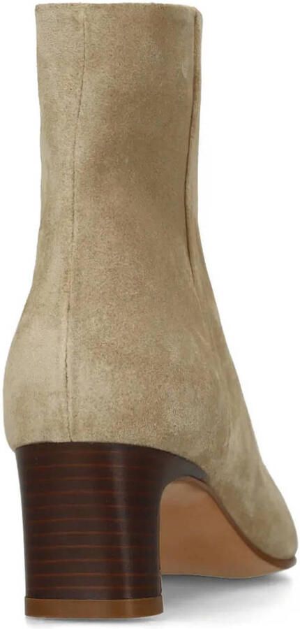 Manfield Dames Beige suède enkellaarsjes met hak - Foto 2